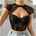 Women Sexy Lace Mesh Bodysuit - Image 4