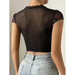 Women Sexy Lace Mesh Bodysuit - Image 3