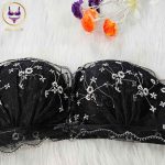 Premium Black Floral Embroidery Strapless Bra for Women - Image 5