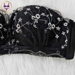 Premium Black Floral Embroidery Strapless Bra for Women - Image 4