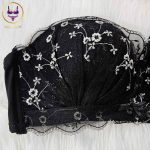 Premium Black Floral Embroidery Strapless Bra for Women - Image 3